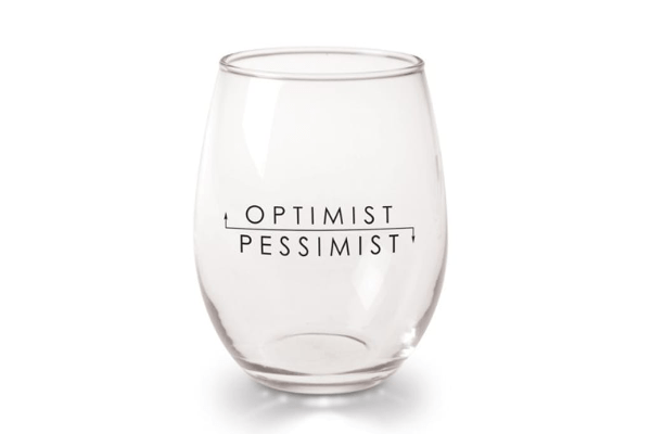 Awesome Products : Optimist / Pessimist wine glass