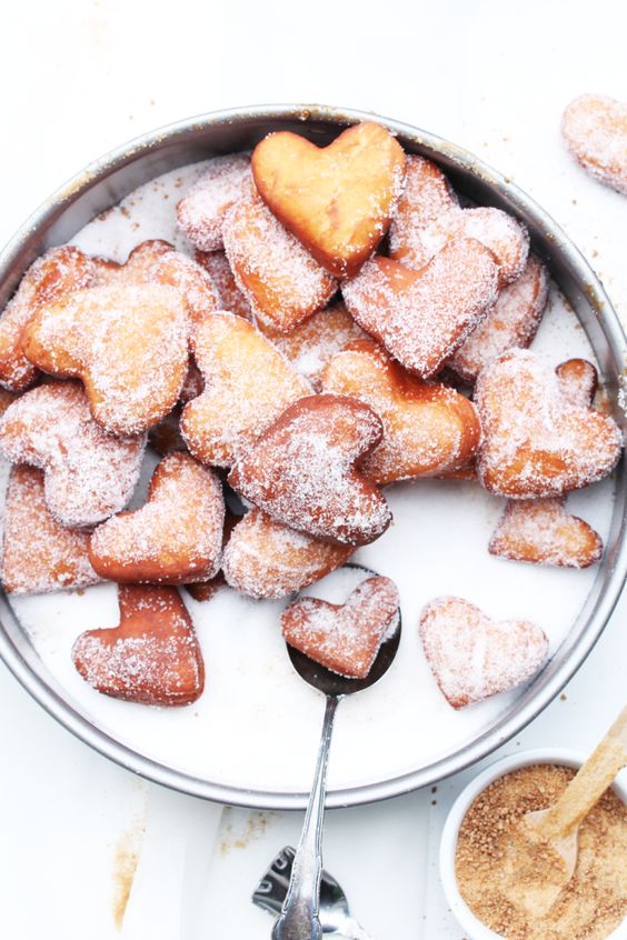Sugared heart donuts