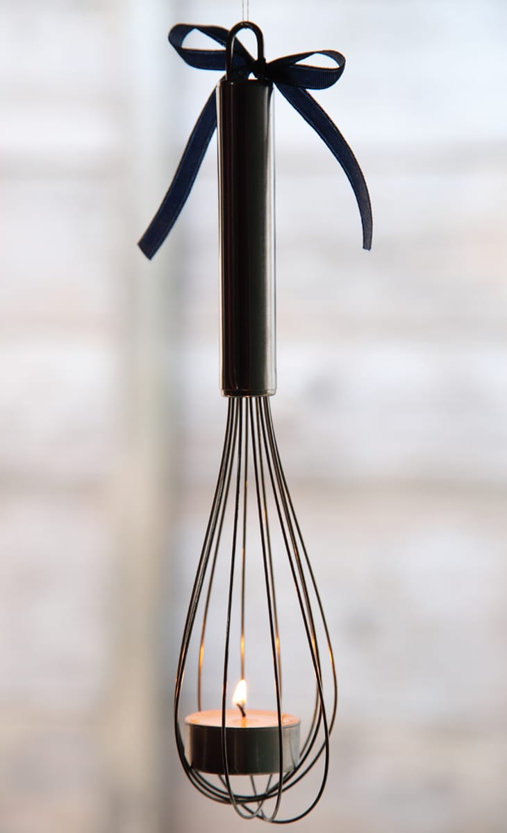 DIY hanging whisk tea light candle holder votive | party decor